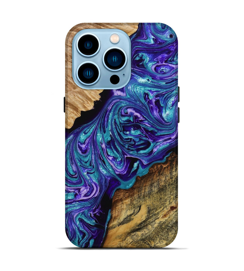 iPhone 14 Pro Wood+Resin Live Edge Phone Case - Marquita (Purple, 650275)