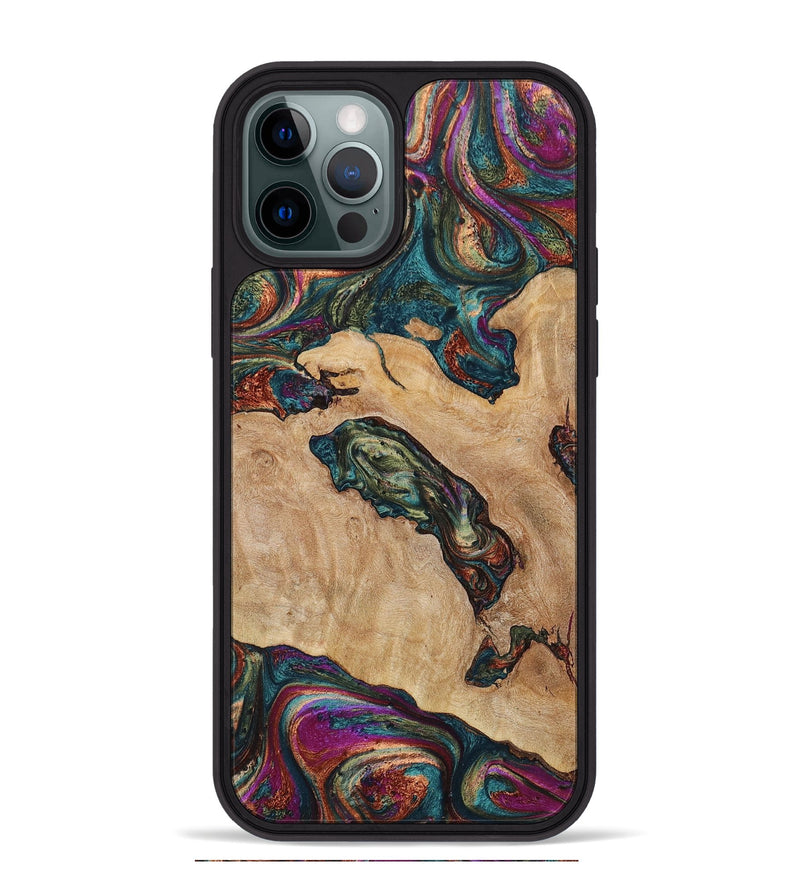 iPhone 12 Pro Max Wood+Resin Phone Case - Milo (Green, 650290)