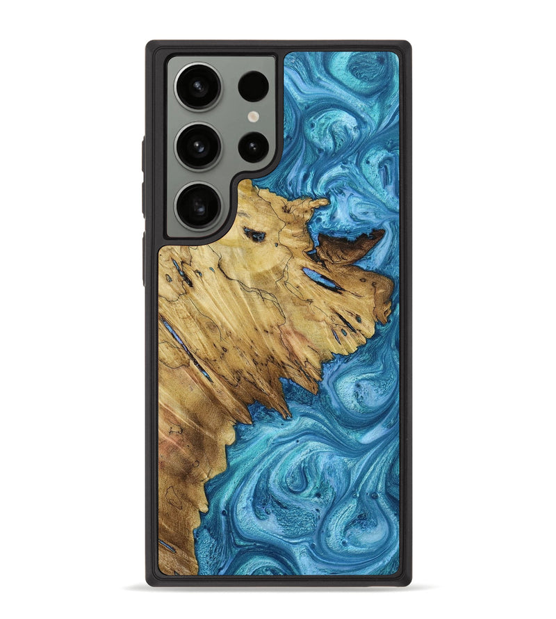 Galaxy S23 Ultra Wood+Resin Phone Case - Jeanne (Blue, 650402)
