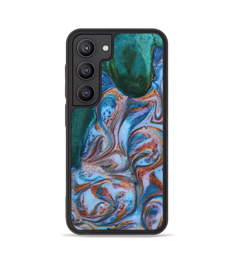 Galaxy S23 Wood+Resin Phone Case - Alexia (Teal & Gold, 650457)