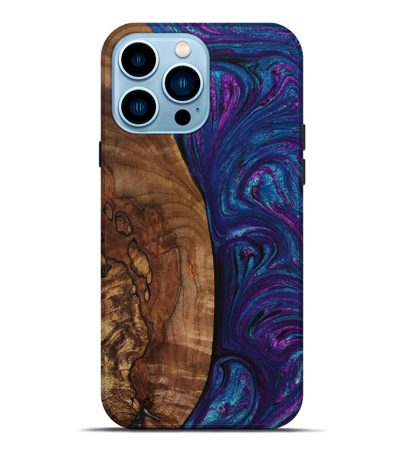 iPhone 14 Pro Max Wood+Resin Live Edge Phone Case - Adaline (Purple, 650480)
