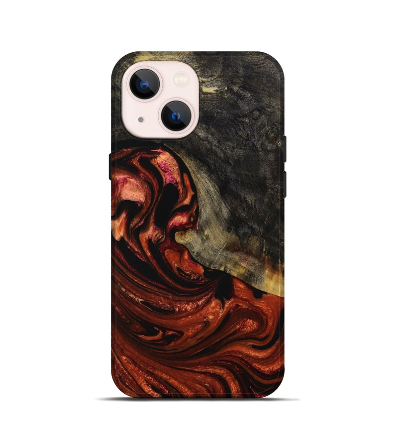 iPhone 13 mini Wood+Resin Live Edge Phone Case - Sue (Red, 650483)