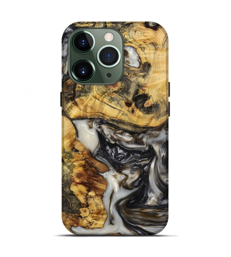 iPhone 13 Pro Wood+Resin Live Edge Phone Case - Christi (Black & White, 650485)