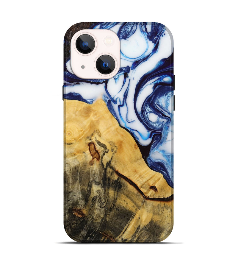 iPhone 14 Wood+Resin Live Edge Phone Case - Kendall (Blue, 650636)