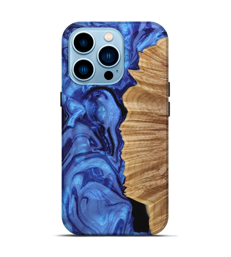 iPhone 14 Pro Wood+Resin Live Edge Phone Case - Byron (Blue, 650637)