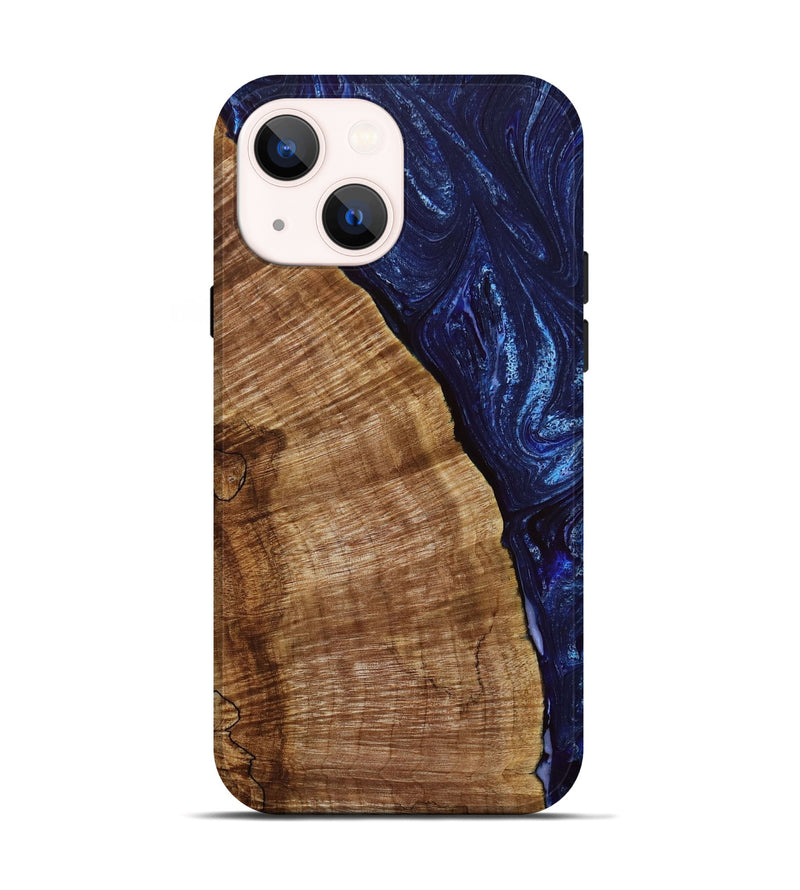 iPhone 14 Wood+Resin Live Edge Phone Case - Chance (Blue, 650638)