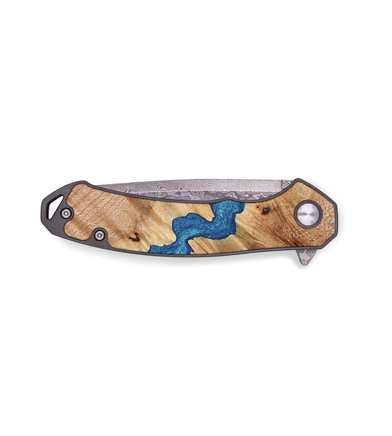 EDC Wood+Resin Pocket Knife - Toby (Blue, 650671)