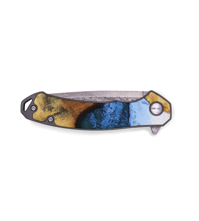 EDC Wood+Resin Pocket Knife - Gertrude (Blue, 650672)