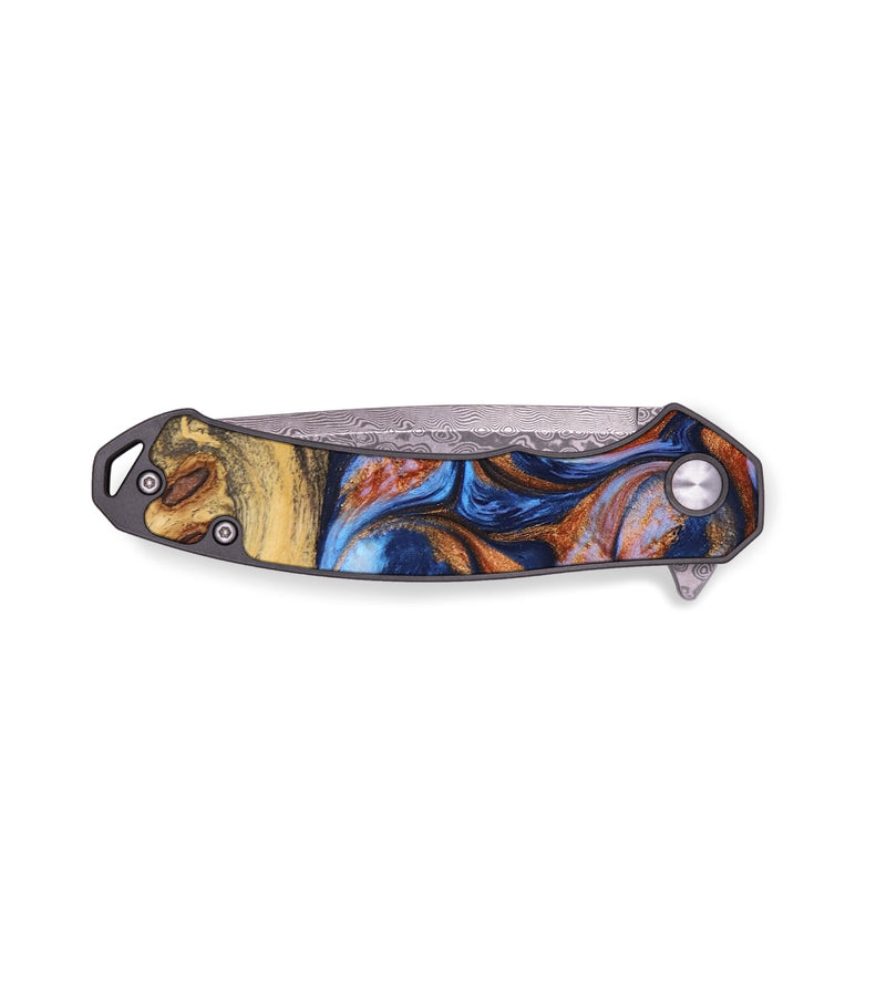 EDC Wood+Resin Pocket Knife - Ashleigh (Teal & Gold, 650674)