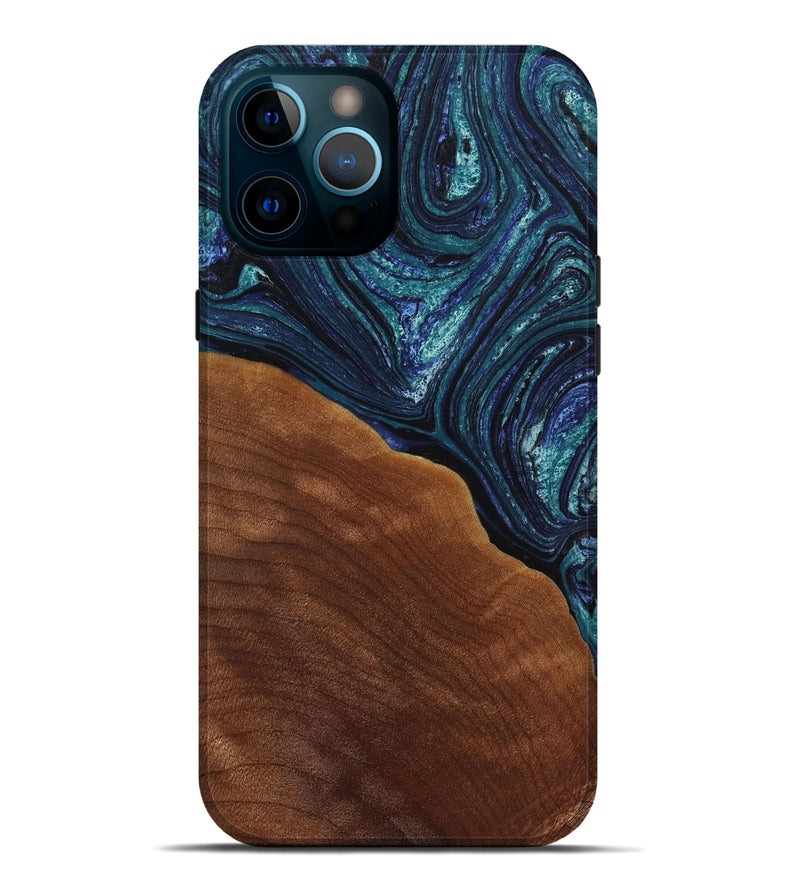 iPhone 12 Pro Max Wood+Resin Live Edge Phone Case - Geoffrey (Blue, 650787)