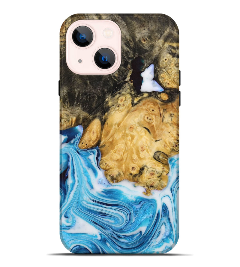 iPhone 14 Plus Wood+Resin Live Edge Phone Case - Terrell (Blue, 650788)