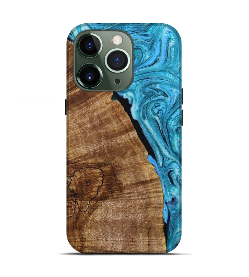 iPhone 13 Pro Wood+Resin Live Edge Phone Case - Sidney (Blue, 650789)