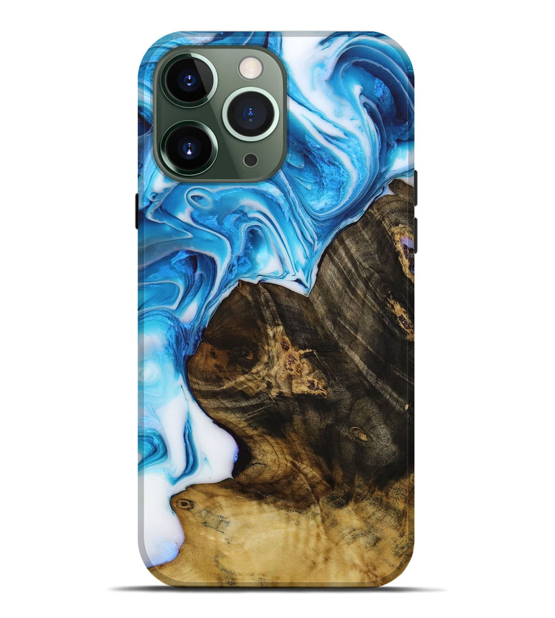 iPhone 13 Pro Max Wood+Resin Live Edge Phone Case - Benjamin (Blue, 650790)