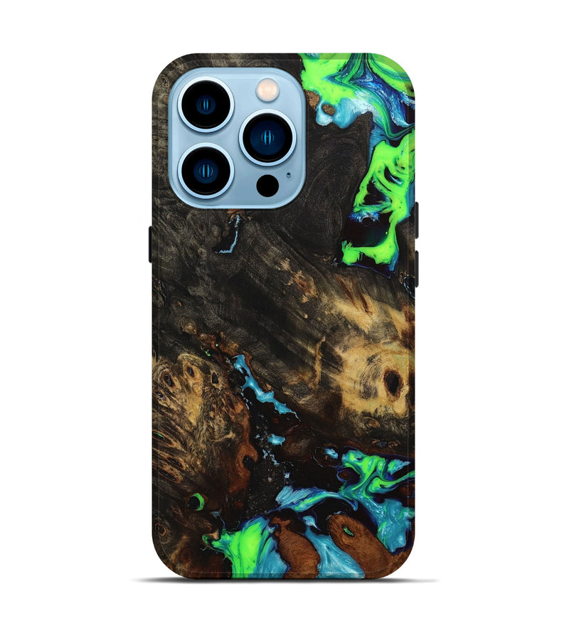 iPhone 14 Pro Wood+Resin Live Edge Phone Case - Dylan (Green, 650791)