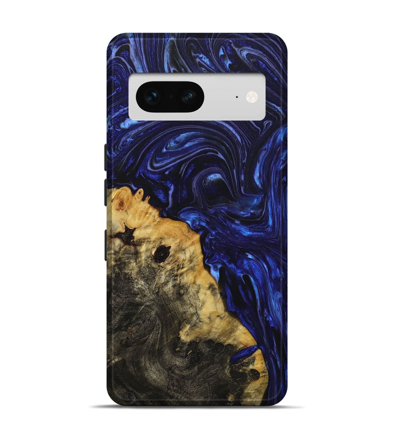 Pixel 7 Wood+Resin Live Edge Phone Case - Liliana (Blue, 650795)