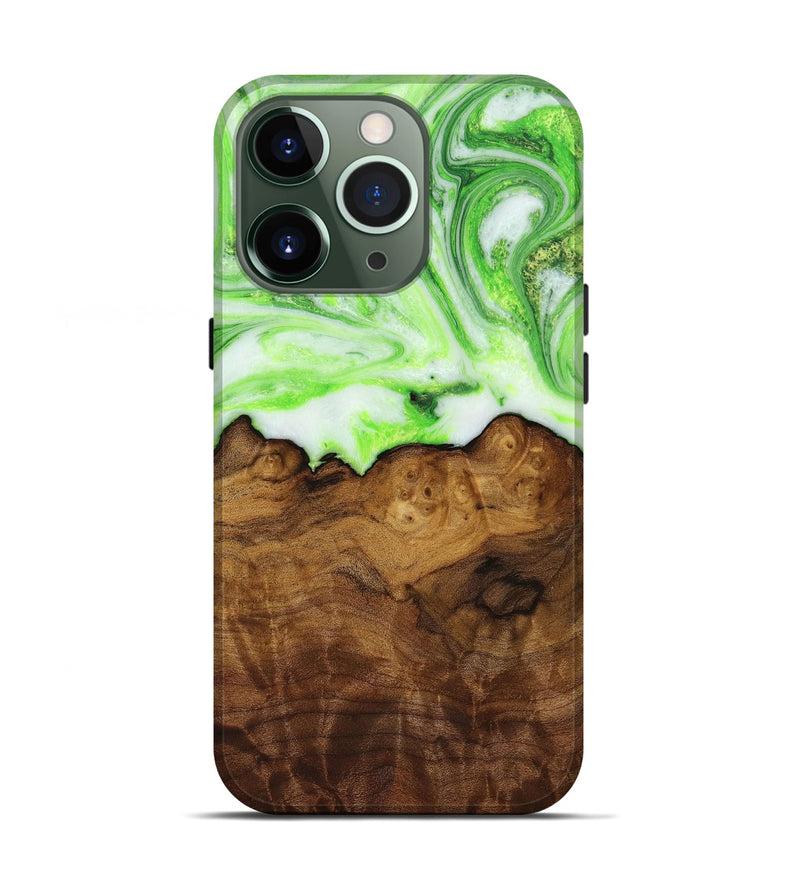 iPhone 13 Pro Wood+Resin Live Edge Phone Case - Hubert (Green, 650797)