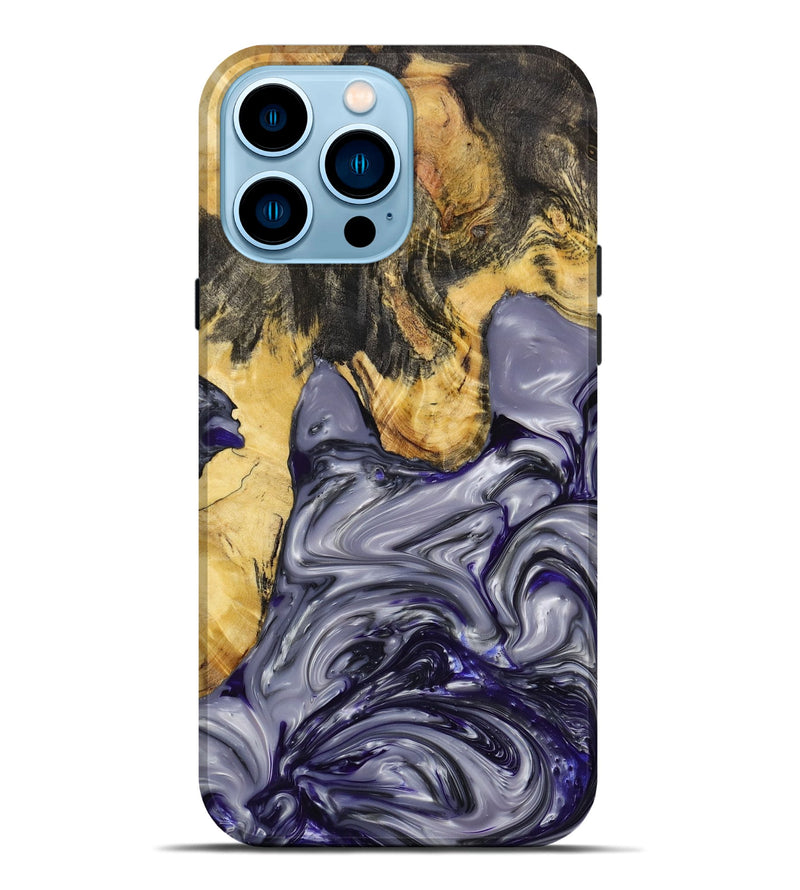 iPhone 14 Pro Max Wood+Resin Live Edge Phone Case - Sasha (Black & White, 650799)