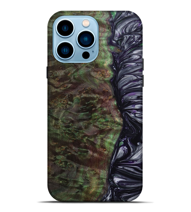 iPhone 14 Pro Max Wood+Resin Live Edge Phone Case - Annabella (Gunmetal, 650801)