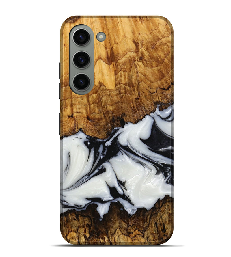 Galaxy S23 Plus Wood+Resin Live Edge Phone Case - Robin (Black & White, 650802)