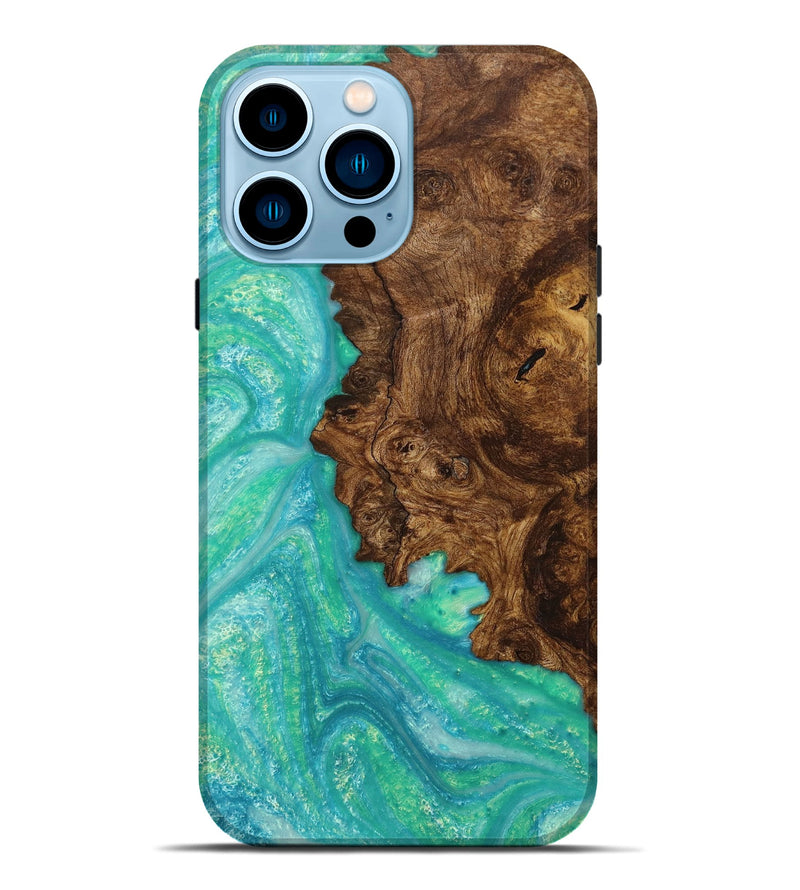 iPhone 14 Pro Max Wood+Resin Live Edge Phone Case - Kenny (Blue, 650803)