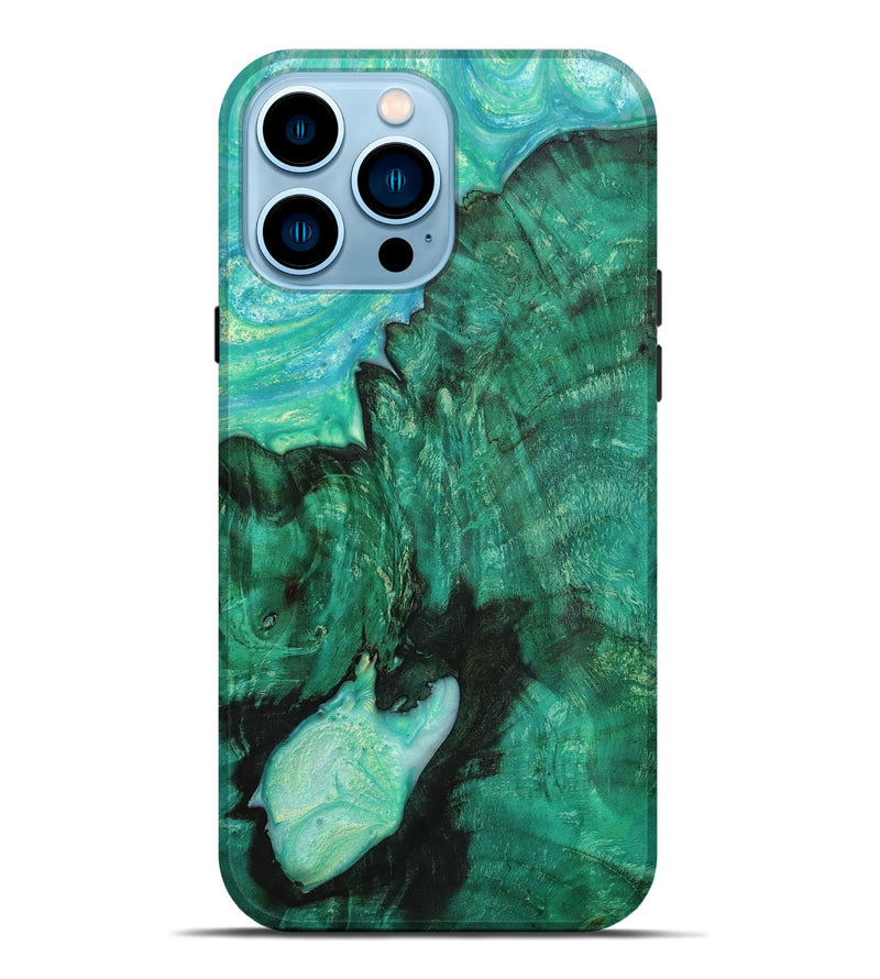 iPhone 14 Pro Max Wood+Resin Live Edge Phone Case - Ira (Blue, 650806)