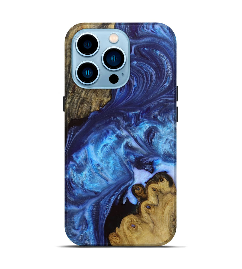 iPhone 14 Pro Wood+Resin Live Edge Phone Case - Garrett (Blue, 650930)