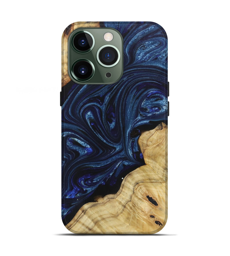 iPhone 13 Pro Wood+Resin Live Edge Phone Case - Lucile (Blue, 650931)