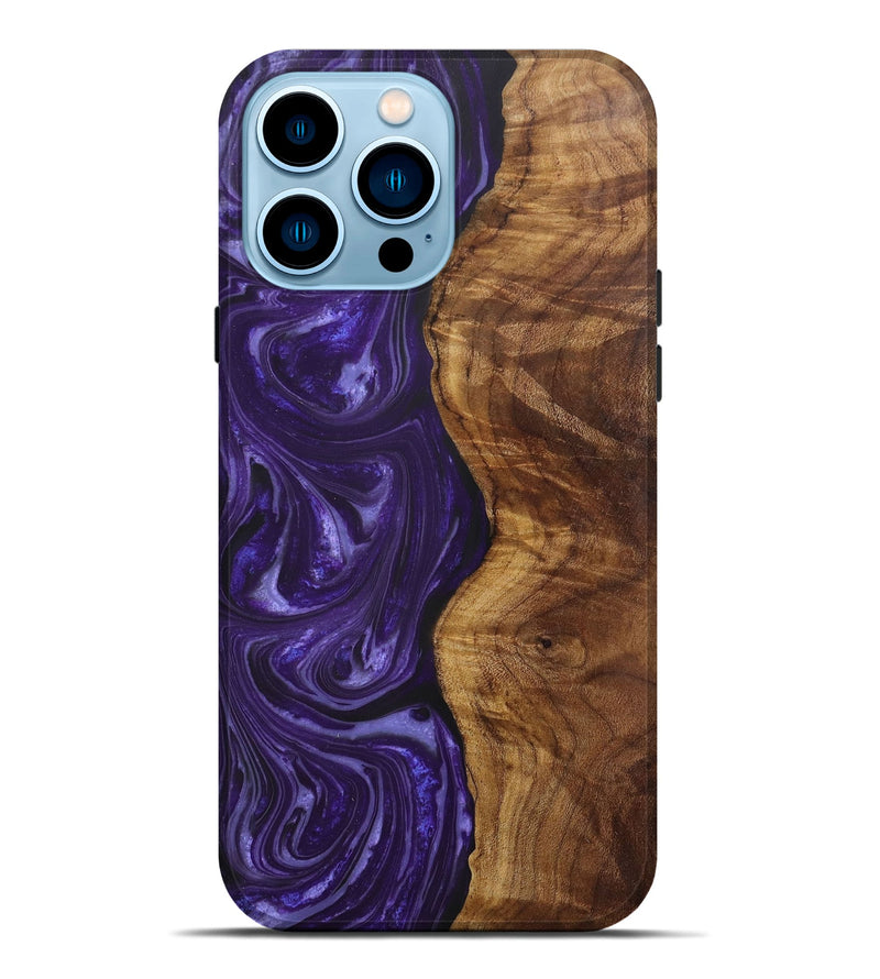 iPhone 14 Pro Max Wood+Resin Live Edge Phone Case - Lou (Purple, 650933)