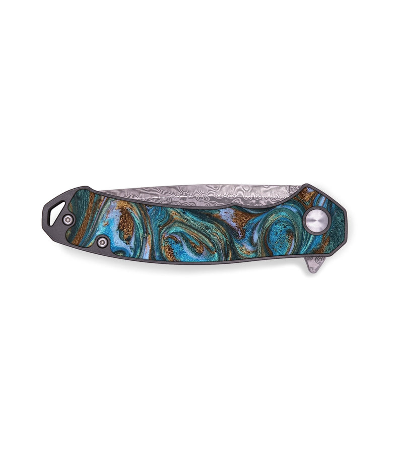EDC ResinArt Pocket Knife - Dorothy (Teal & Gold, 650979)