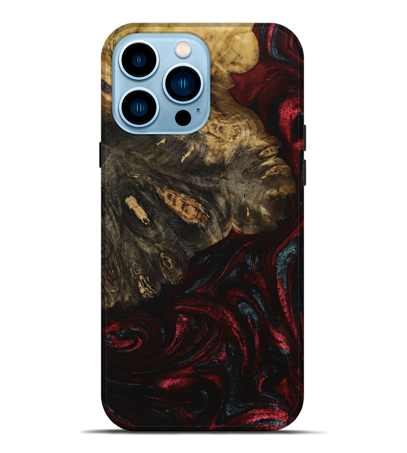 iPhone 14 Pro Max Wood+Resin Live Edge Phone Case - Gage (Red, 651083)