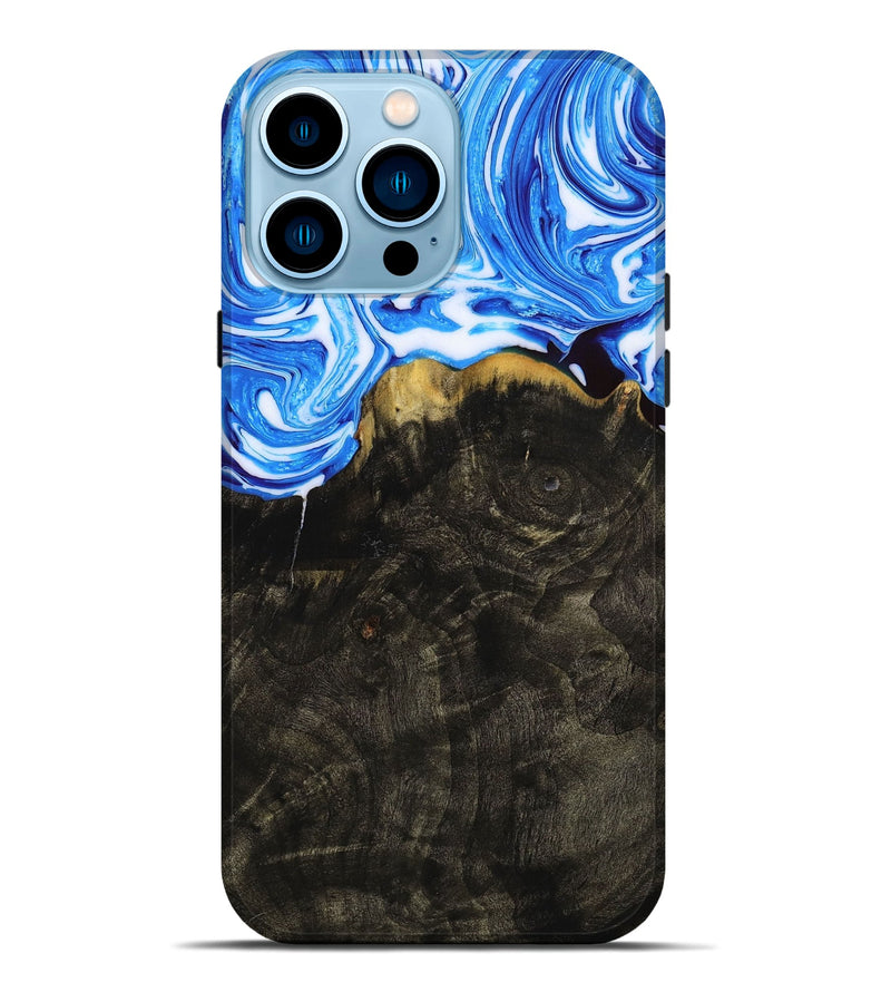 iPhone 14 Pro Max Wood+Resin Live Edge Phone Case - Iesha (Blue, 651088)