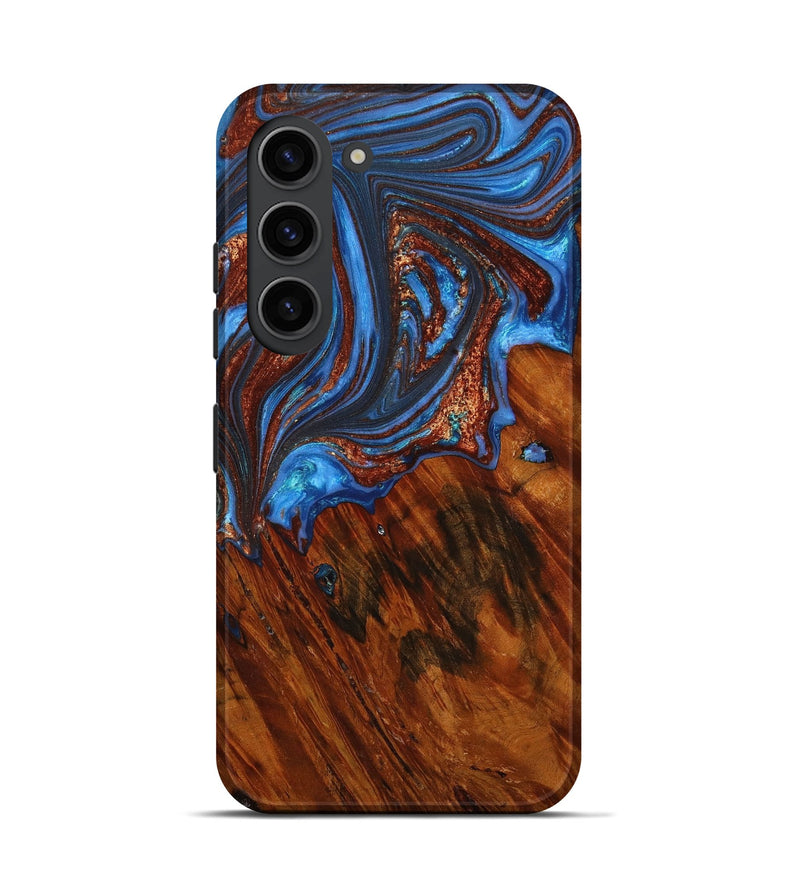 Galaxy S23 Wood+Resin Live Edge Phone Case - Edmund (Teal & Gold, 651091)