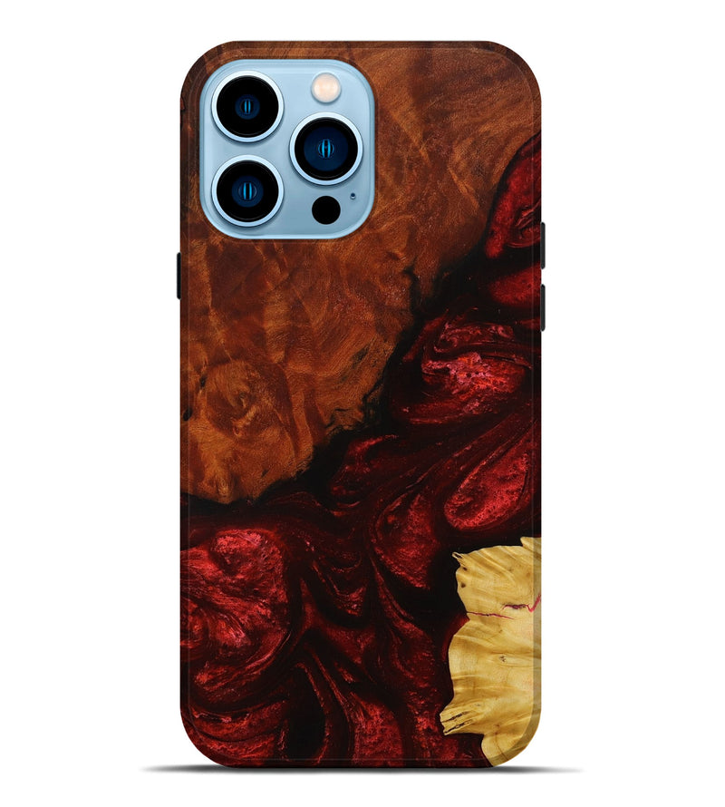 iPhone 14 Pro Max Wood+Resin Live Edge Phone Case - Celeste (Red, 651094)