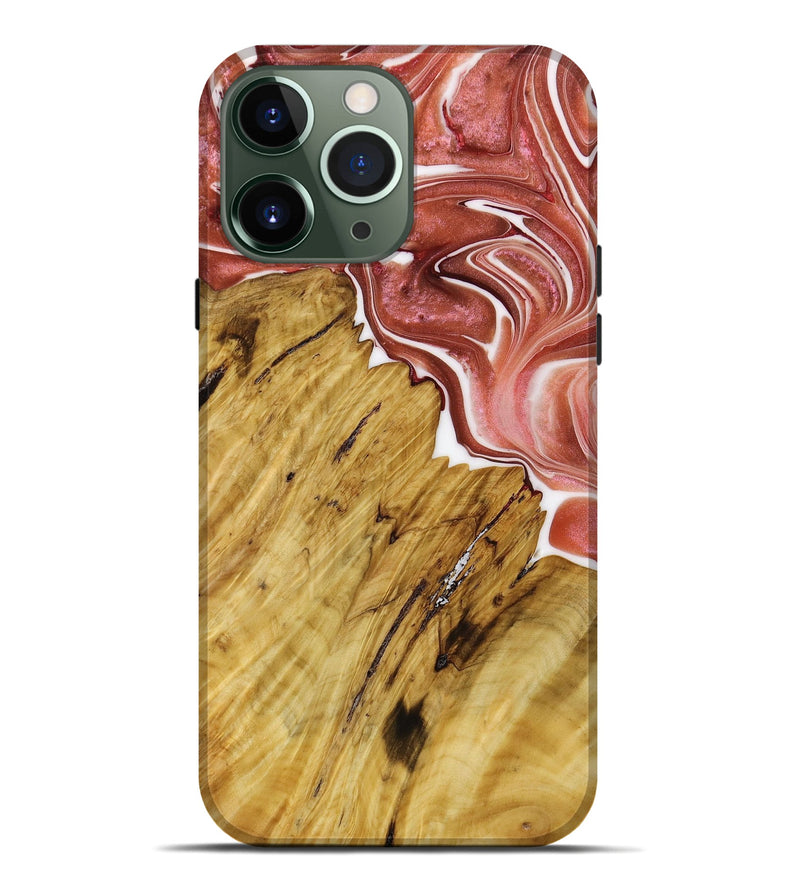 iPhone 13 Pro Max Wood+Resin Live Edge Phone Case - Vanessa (Red, 651095)