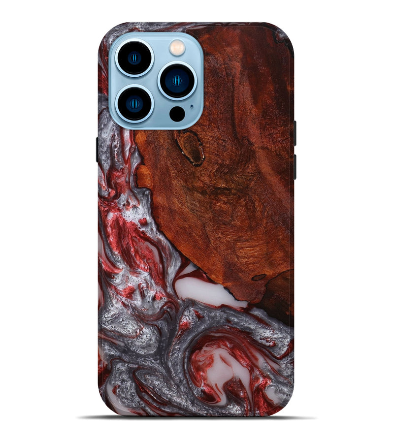 iPhone 14 Pro Max Wood+Resin Live Edge Phone Case - Tammy (Red, 651096)