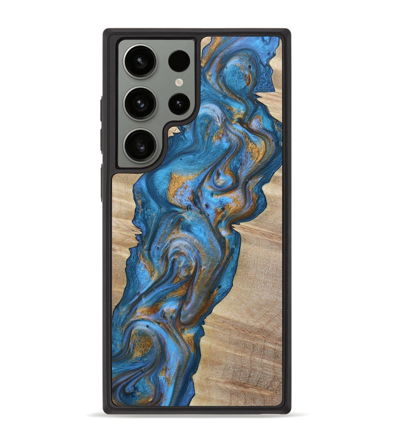 Galaxy S23 Ultra Wood+Resin Phone Case - Bryce (Teal & Gold, 651177)