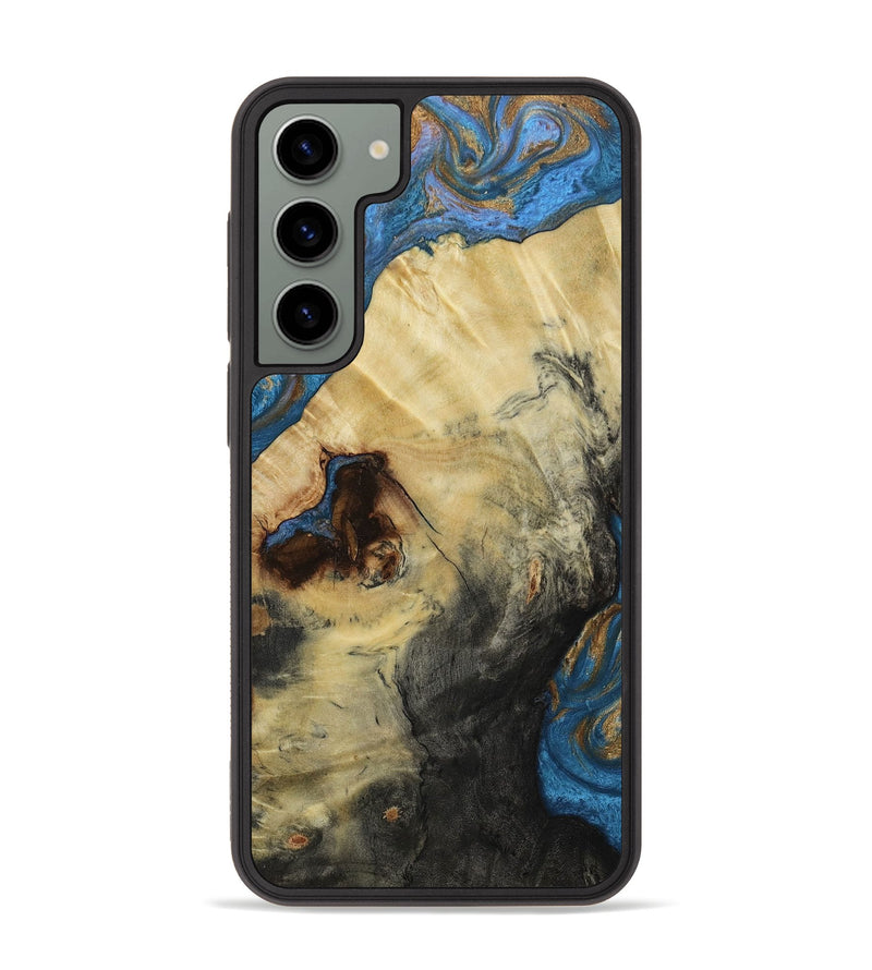 Galaxy S23 Plus Wood+Resin Phone Case - Lorrie (Teal & Gold, 651180)