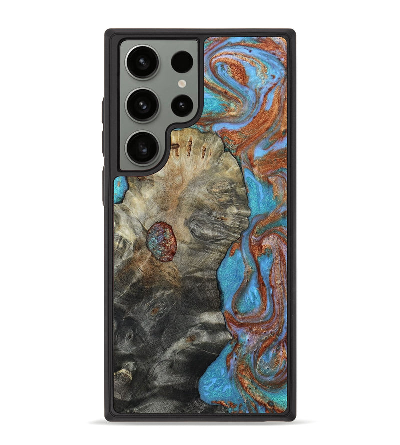 Galaxy S23 Ultra Wood+Resin Phone Case - Aden (Teal & Gold, 651203)