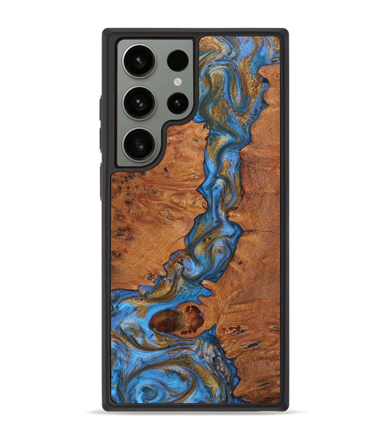 Galaxy S23 Ultra Wood+Resin Phone Case - Ralph (Teal & Gold, 651206)
