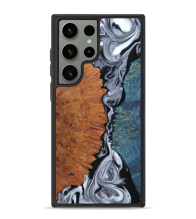 Galaxy S23 Ultra Wood+Resin Phone Case - Lawrence (Black & White, 651297)