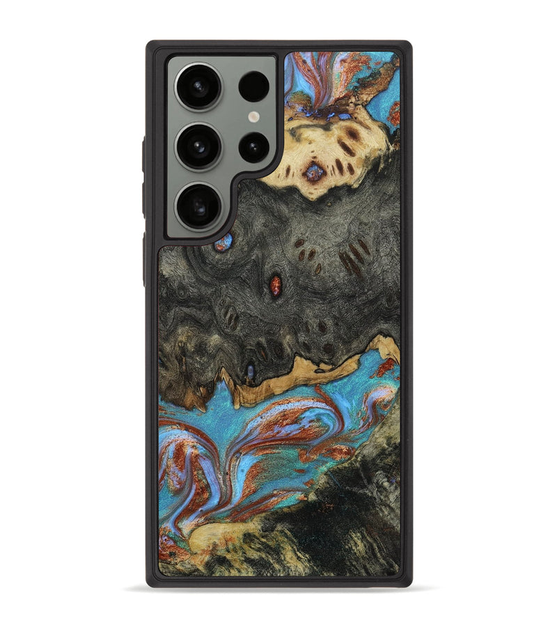 Galaxy S23 Ultra Wood+Resin Phone Case - Eden (Teal & Gold, 651388)