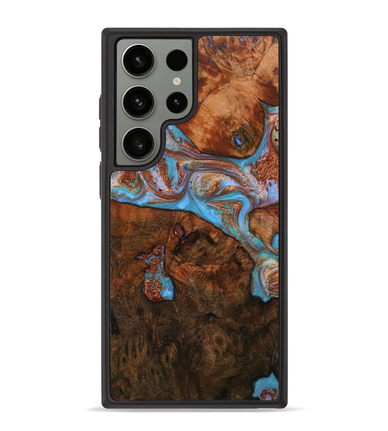 Galaxy S23 Ultra Wood+Resin Phone Case - Clifford (Teal & Gold, 651399)