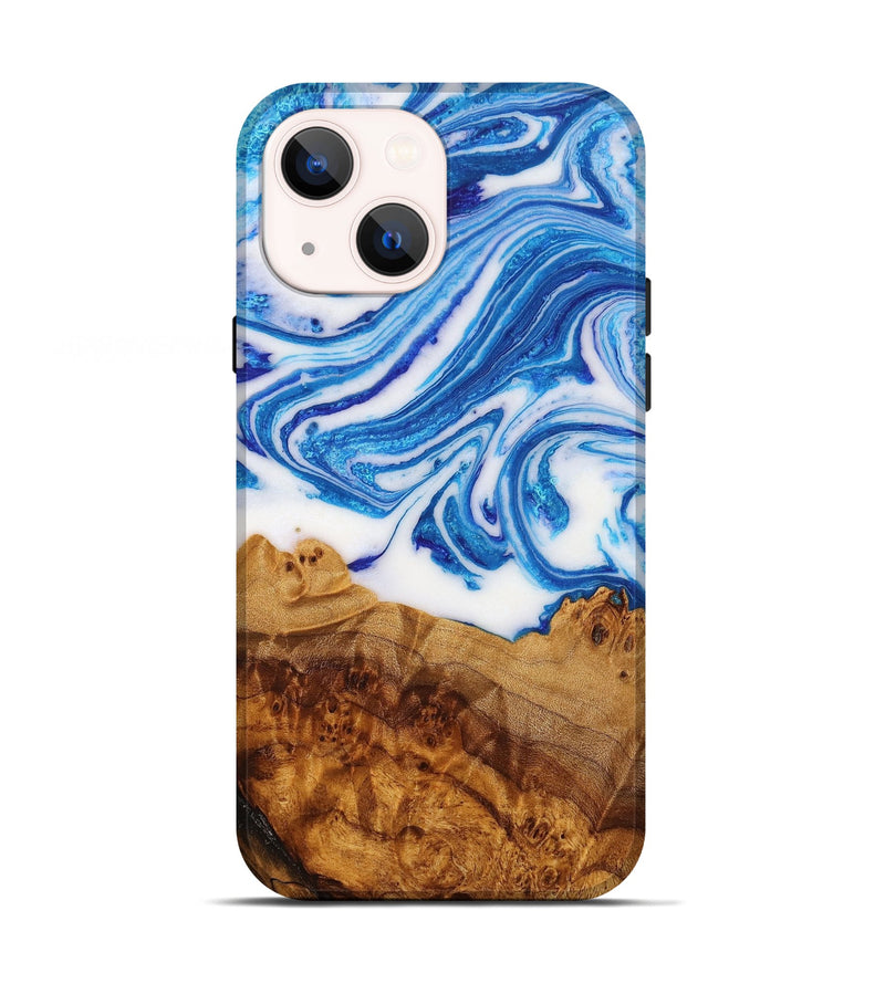 iPhone 13 Wood+Resin Live Edge Phone Case - Jamie (Blue, 651517)