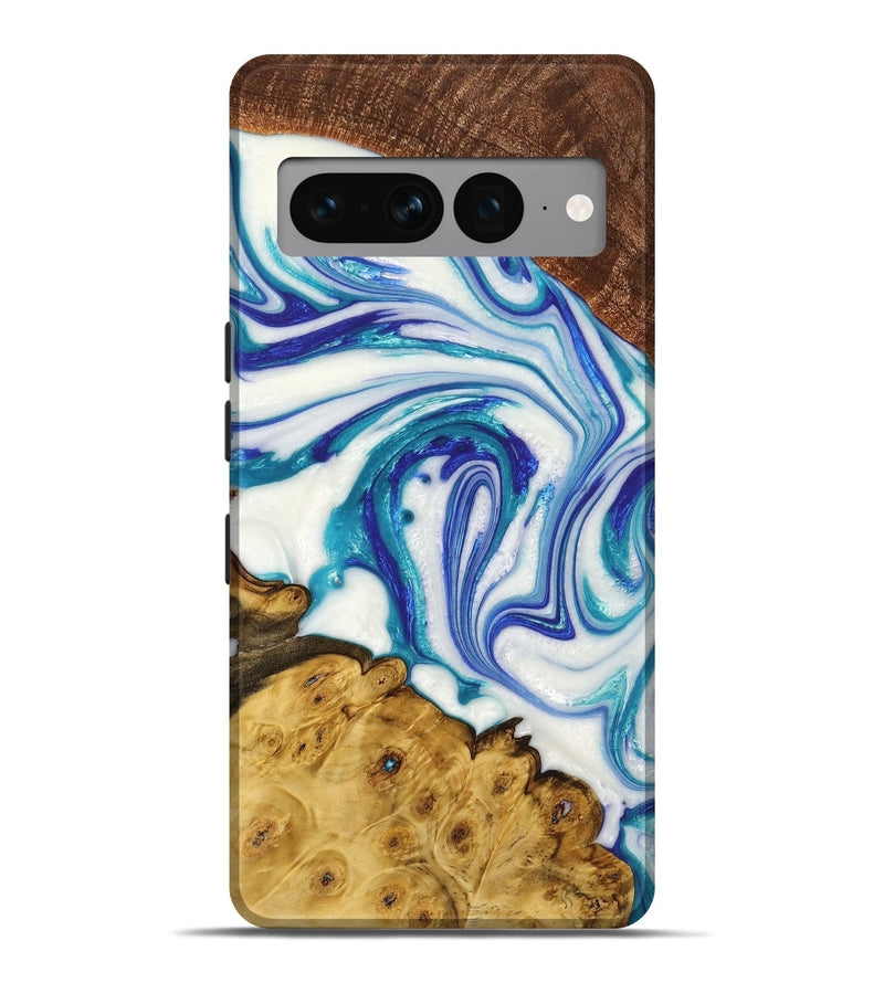 Pixel 7 Pro Wood+Resin Live Edge Phone Case - Monica (Blue, 651518)