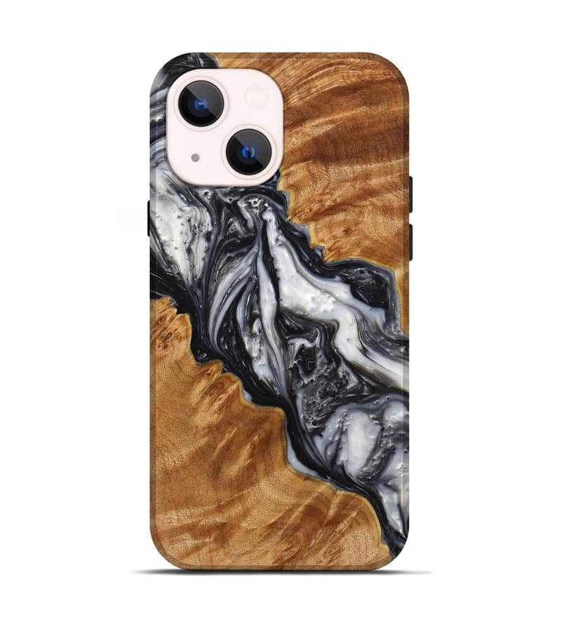 iPhone 14 Wood+Resin Live Edge Phone Case - Bill (Black & White, 651528)
