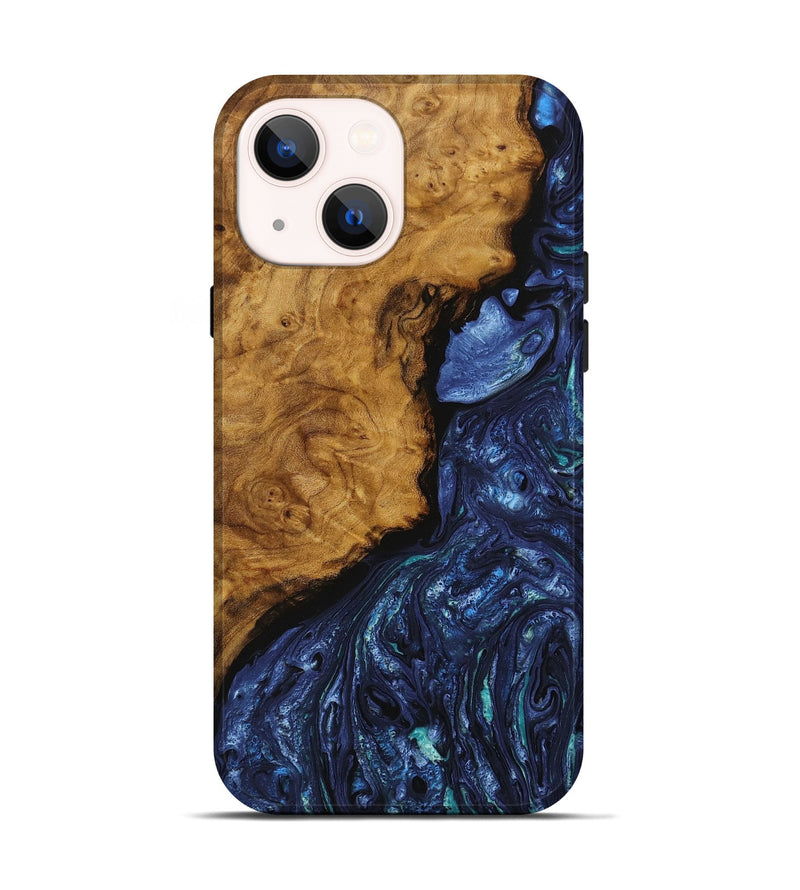 iPhone 14 Wood+Resin Live Edge Phone Case - Peter (Blue, 651532)