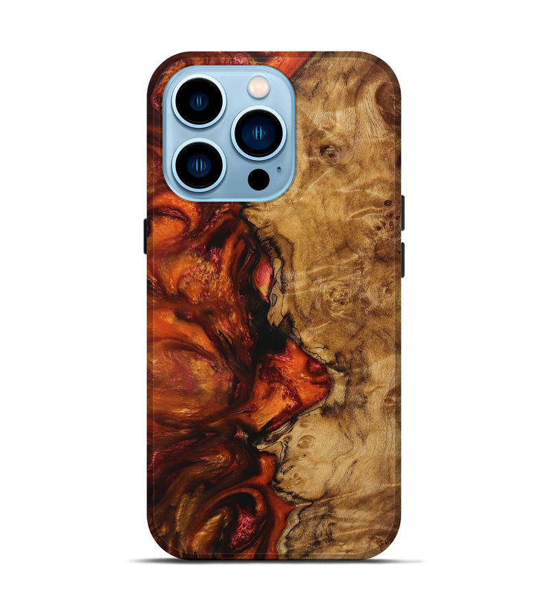 iPhone 14 Pro Wood+Resin Live Edge Phone Case - Jamal (Red, 651637)