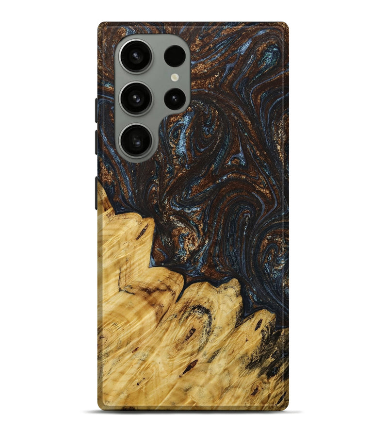 Galaxy S23 Ultra Wood+Resin Live Edge Phone Case - Lillie (Teal & Gold, 651642)