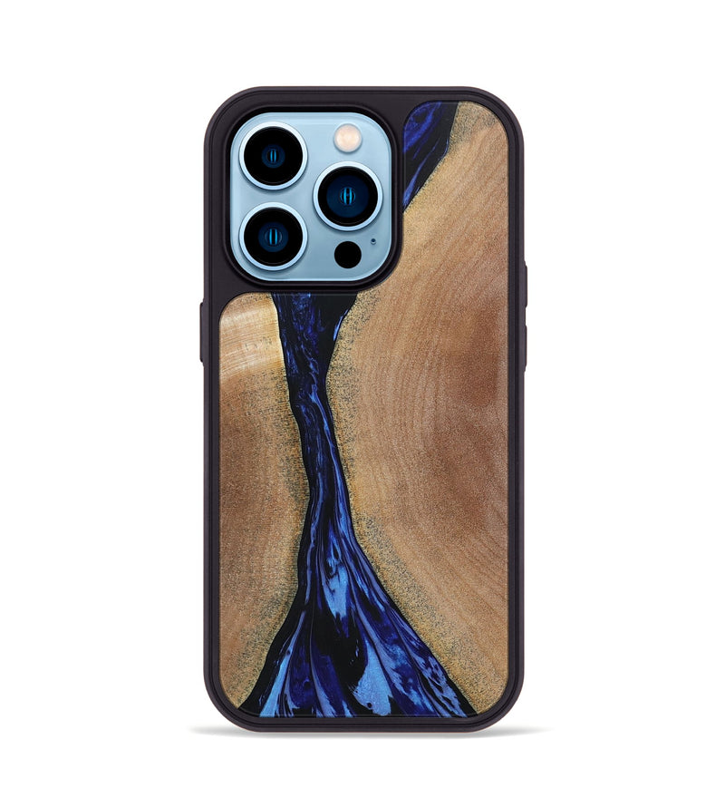 iPhone 14 Pro Wood+Resin Phone Case - Ryleigh (Blue, 651718)