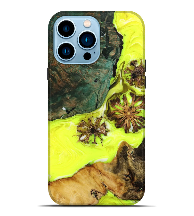iPhone 14 Pro Max Wood+Resin Live Edge Phone Case - Dale (Green, 651744)